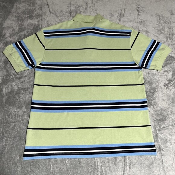 Tommy Hilfiger Polo Shirt Mens Medium Blue Green Striped Rugby Short Sleeve Golf - Picture 4 of 12